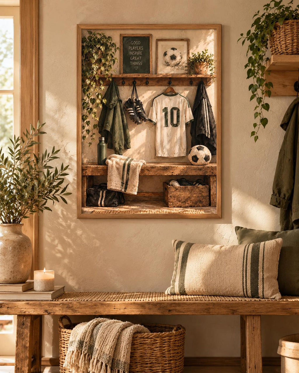 Framed football wall art lifestyle mockup 3