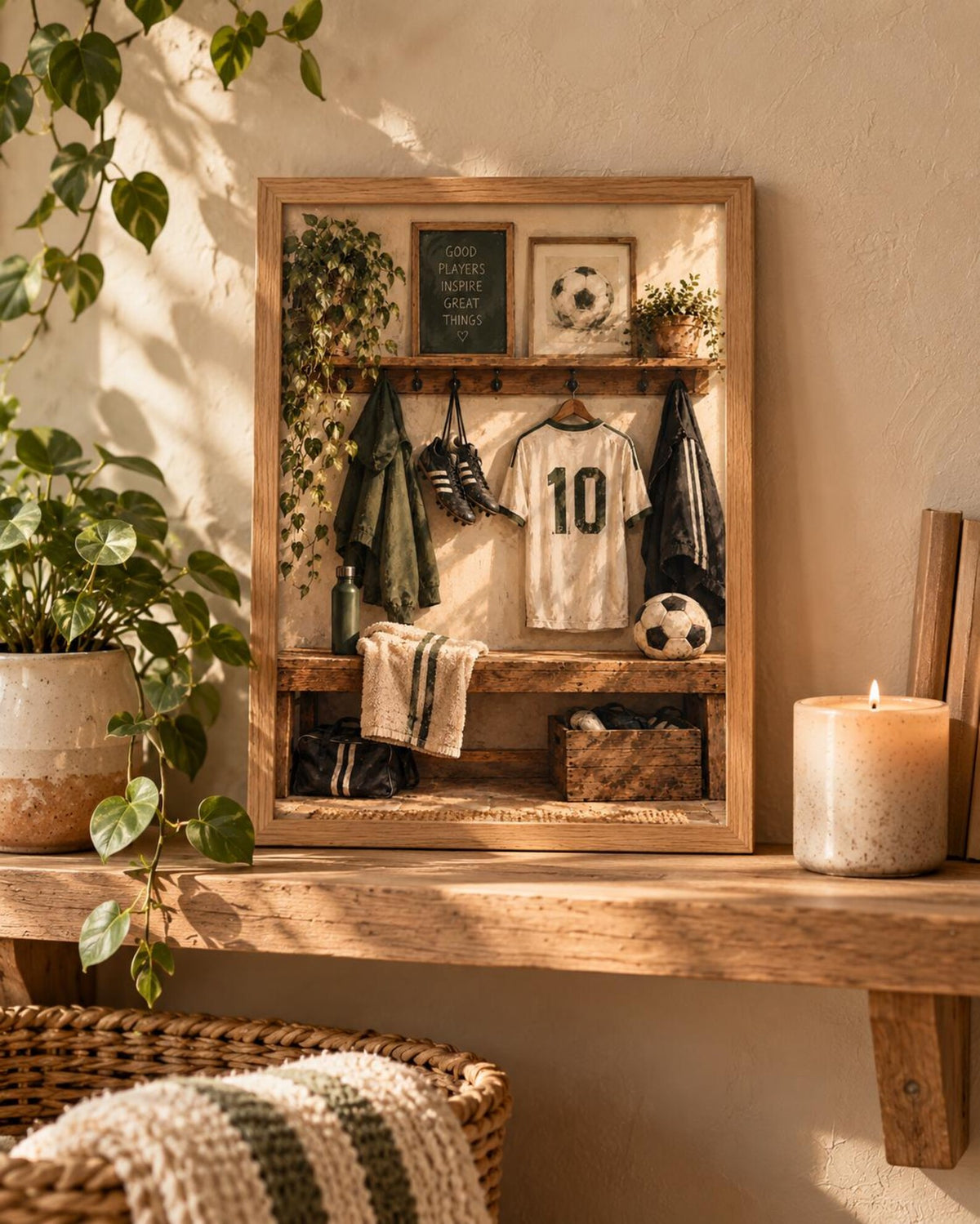 Framed football wall art lifestyle mockup 4