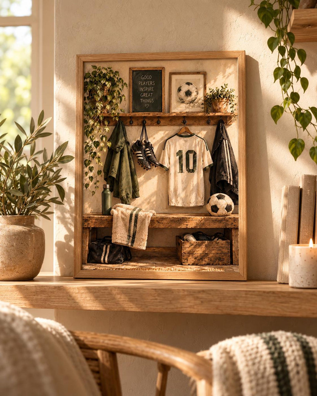 Framed football wall art lifestyle mockup 5