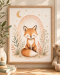 Fox Nursery Print, Watercolour Woodland Animal Art for Neutral Baby Room — front image
