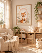 Fox Nursery Print, Watercolour Woodland Animal Art for Neutral Baby Room — lifestyle mockup 4