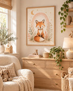 Fox Nursery Print, Watercolour Woodland Animal Art for Neutral Baby Room — lifestyle mockup 5