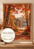 Framed autumn Forest Lake print front image