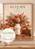 Framed Autumn pumpkin coffee wall art front image
