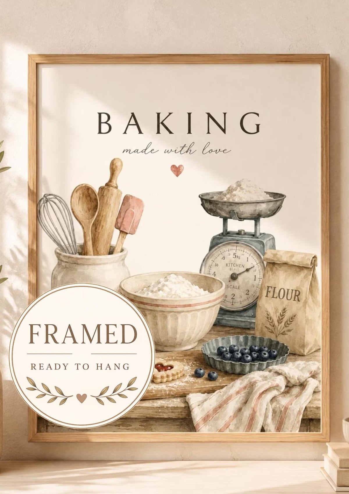 Framed Baking made with love wall art front image