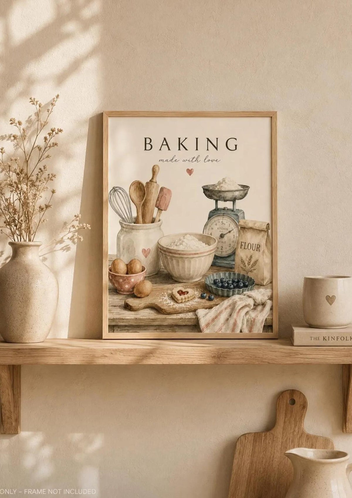 Framed baking wall art cosy kitchen lifestyle mockup