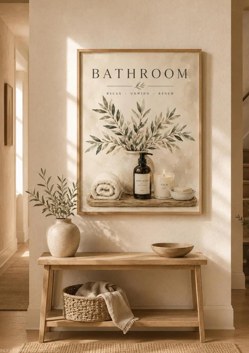 Framed spa bathroom cosy home mockup