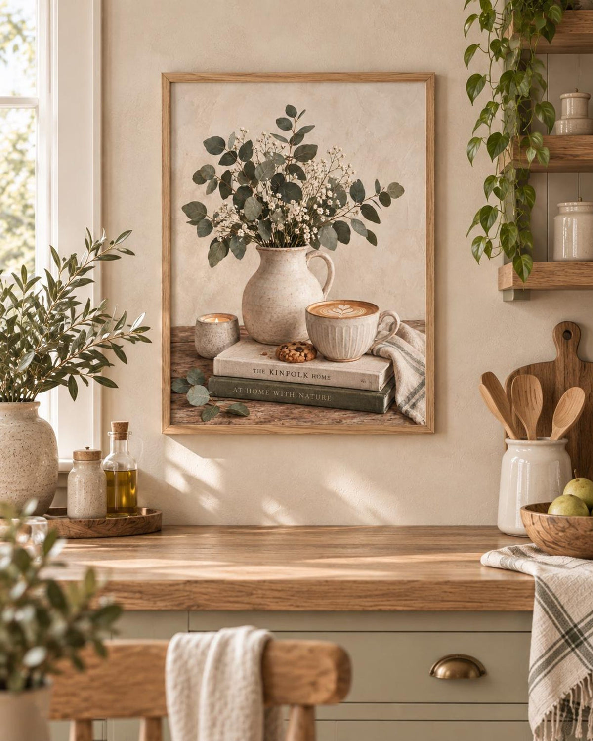 Framed neutral botanical coffee print – image 6