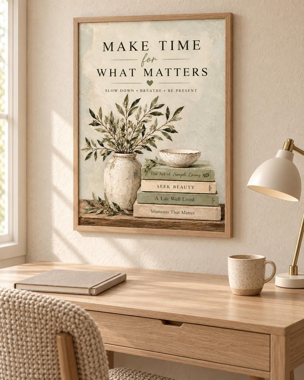 Framed botanical quote print lifestyle mockup 2