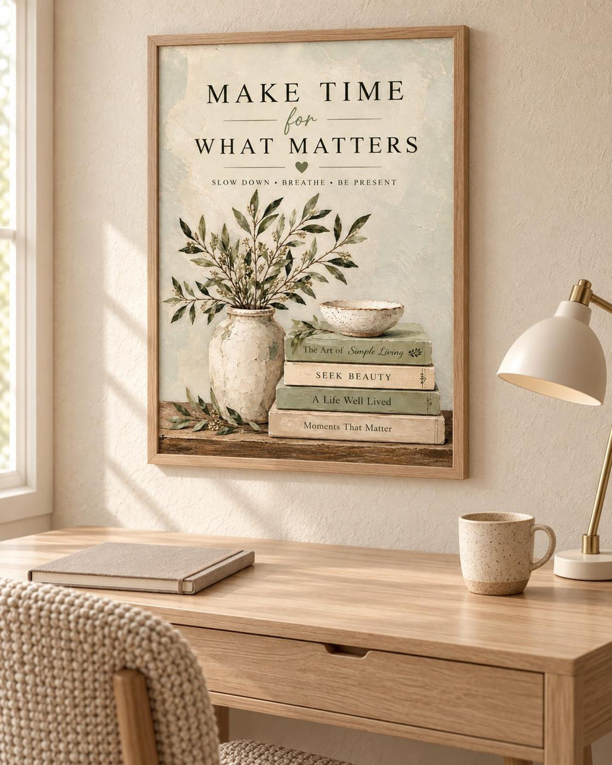 Framed botanical quote print lifestyle mockup 2