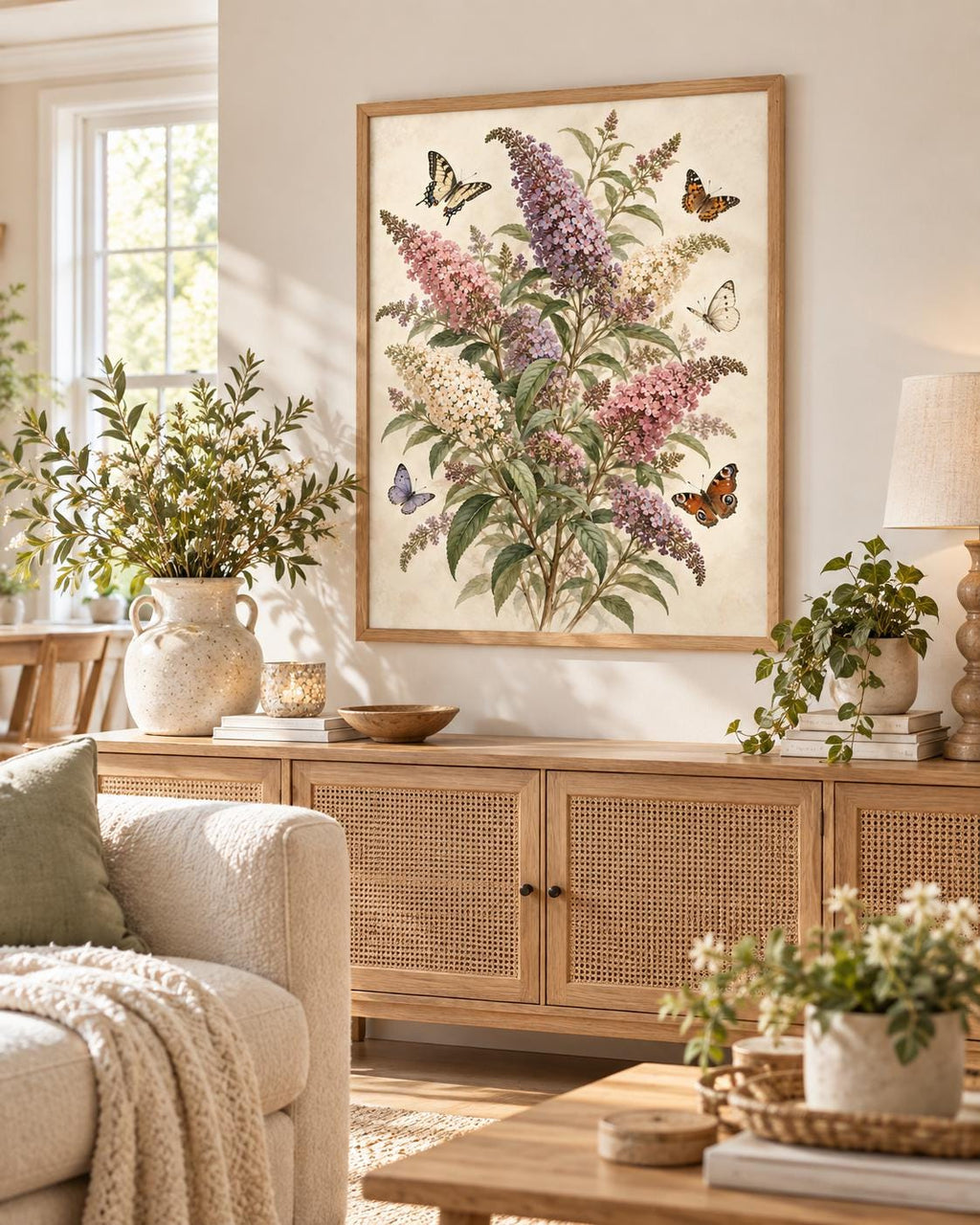 Framed butterfly bush botanical artwork lifestyle mockup 5