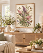Framed butterfly bush botanical artwork lifestyle mockup 5