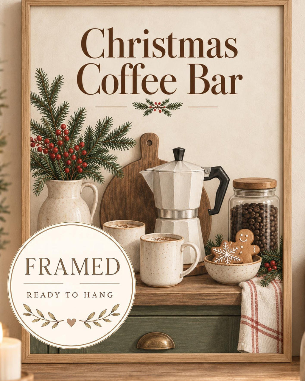 Framed Christmas Coffee Bar print 4x5 front image