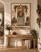 Framed Christmas Door snowy cottage festive room mockup