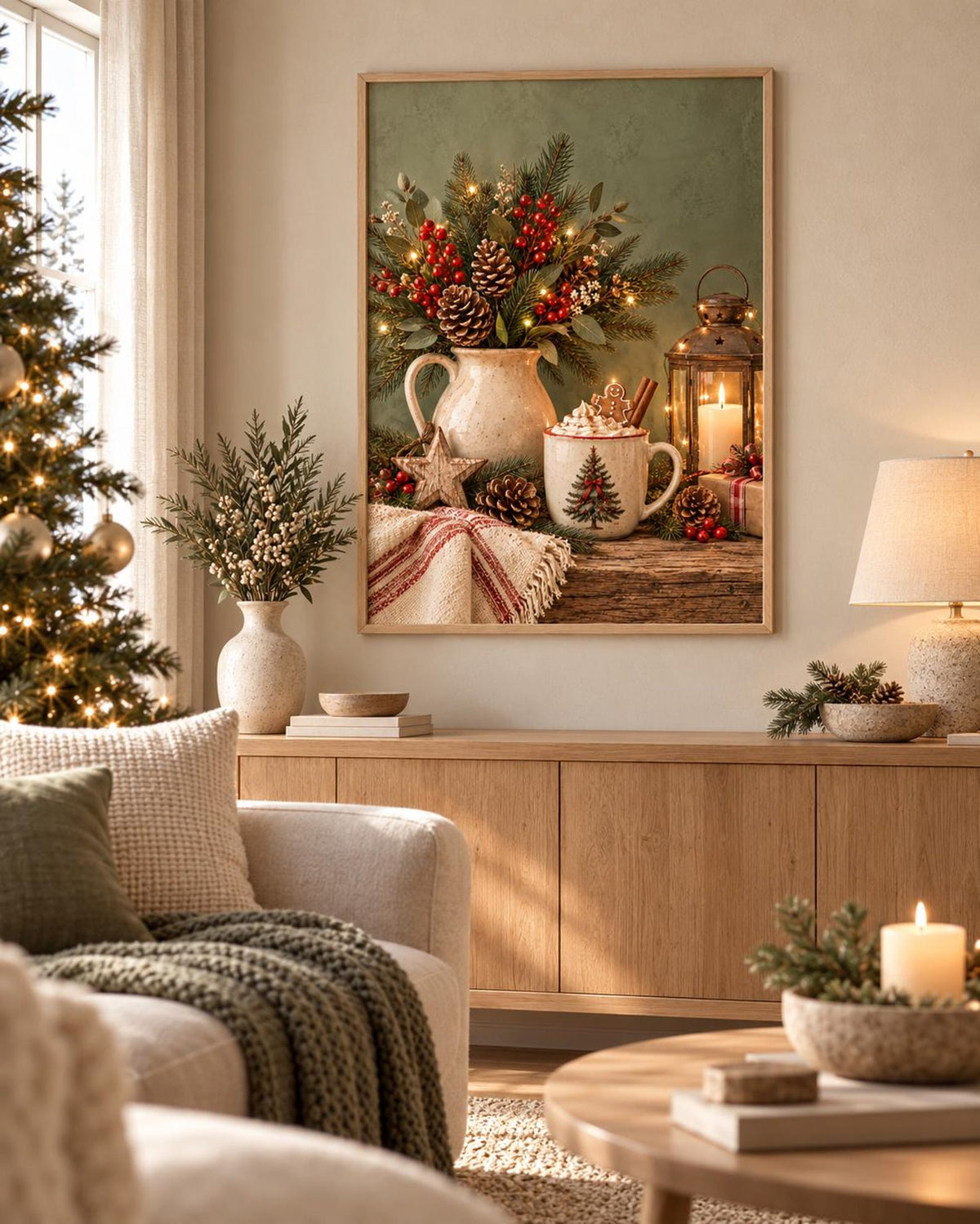 Framed Christmas rustic festive still life lifestyle mockup 2