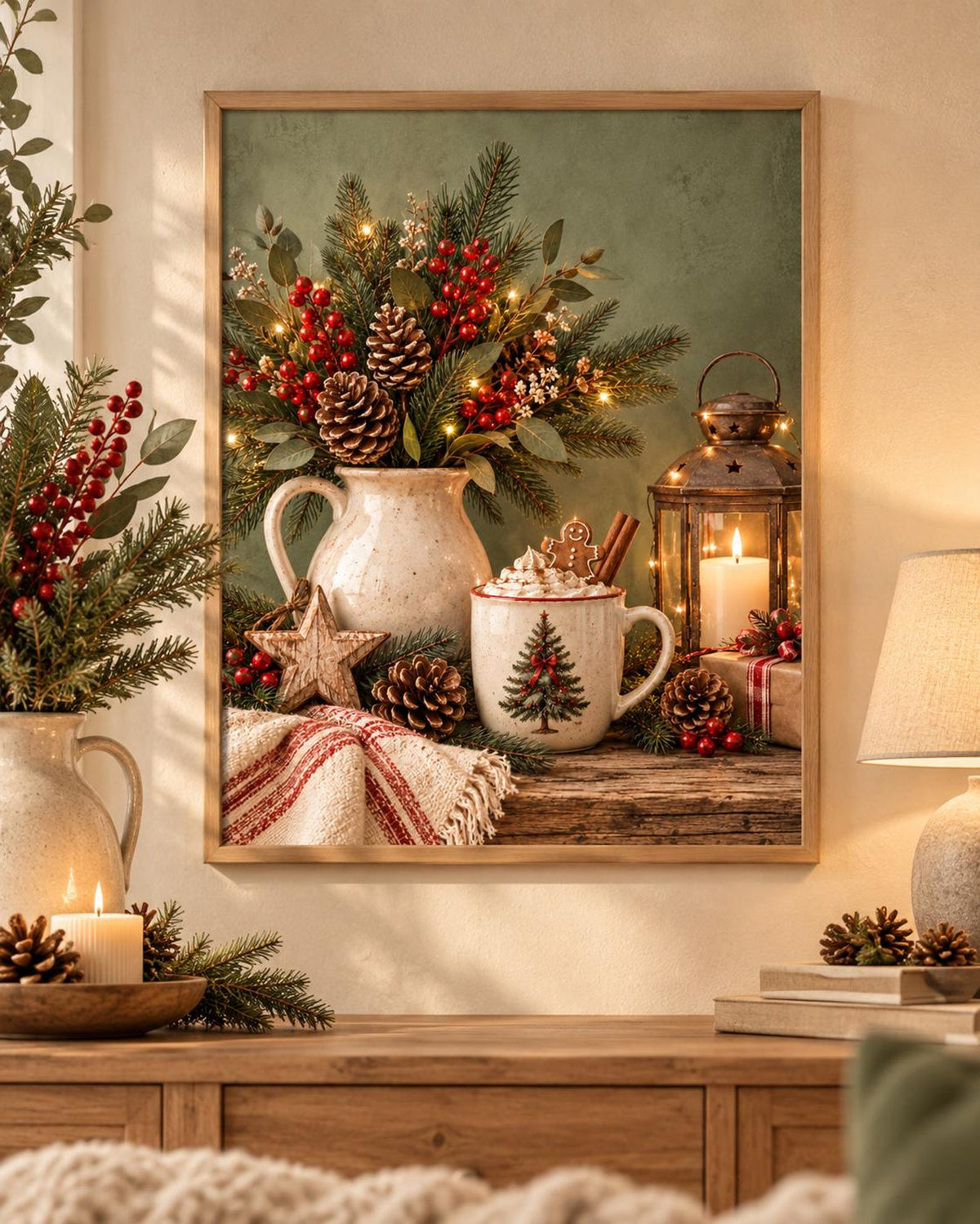 Framed Christmas rustic festive still life lifestyle mockup 5