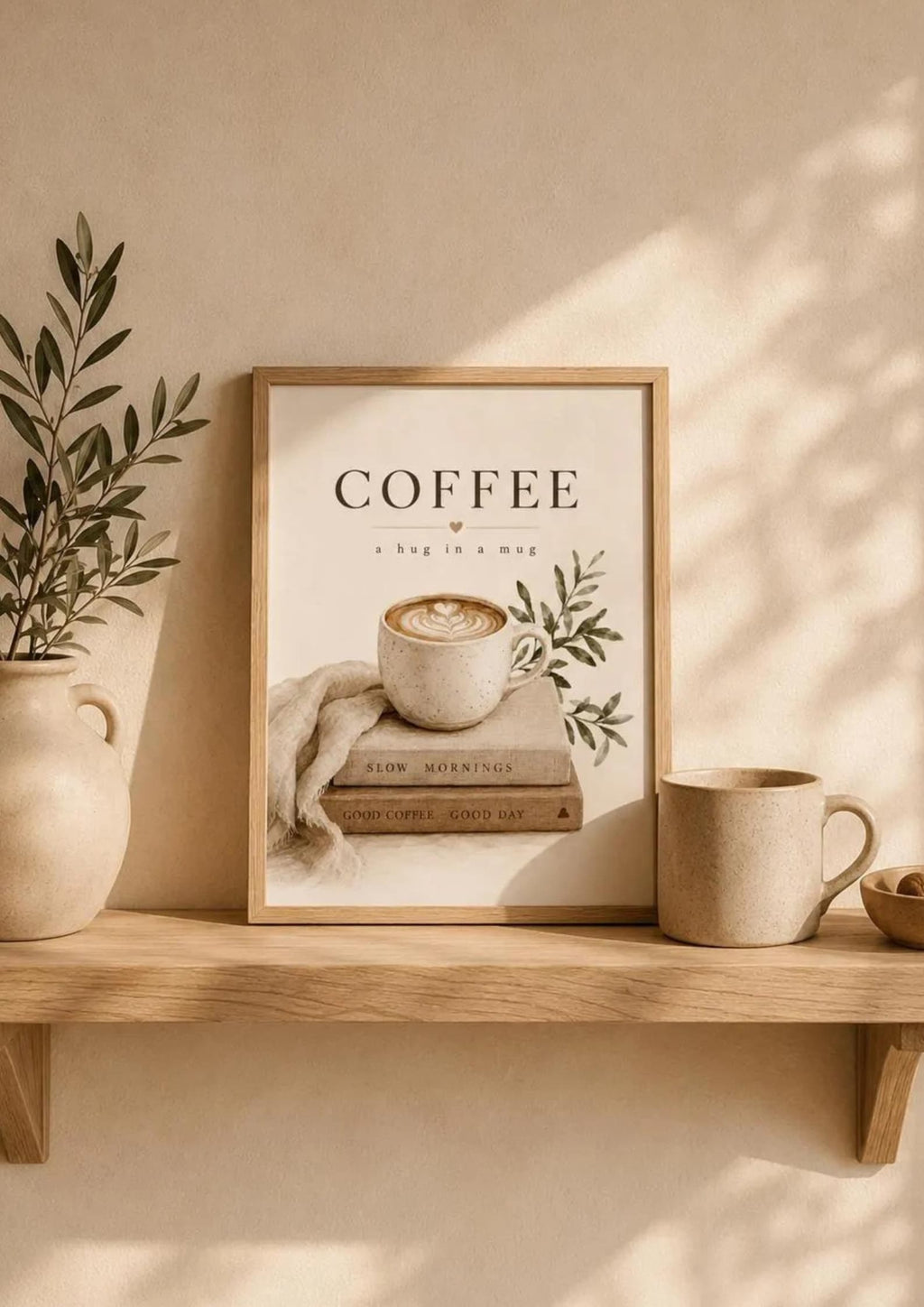 Scandinavian coffee wall art framed lifestyle mockup