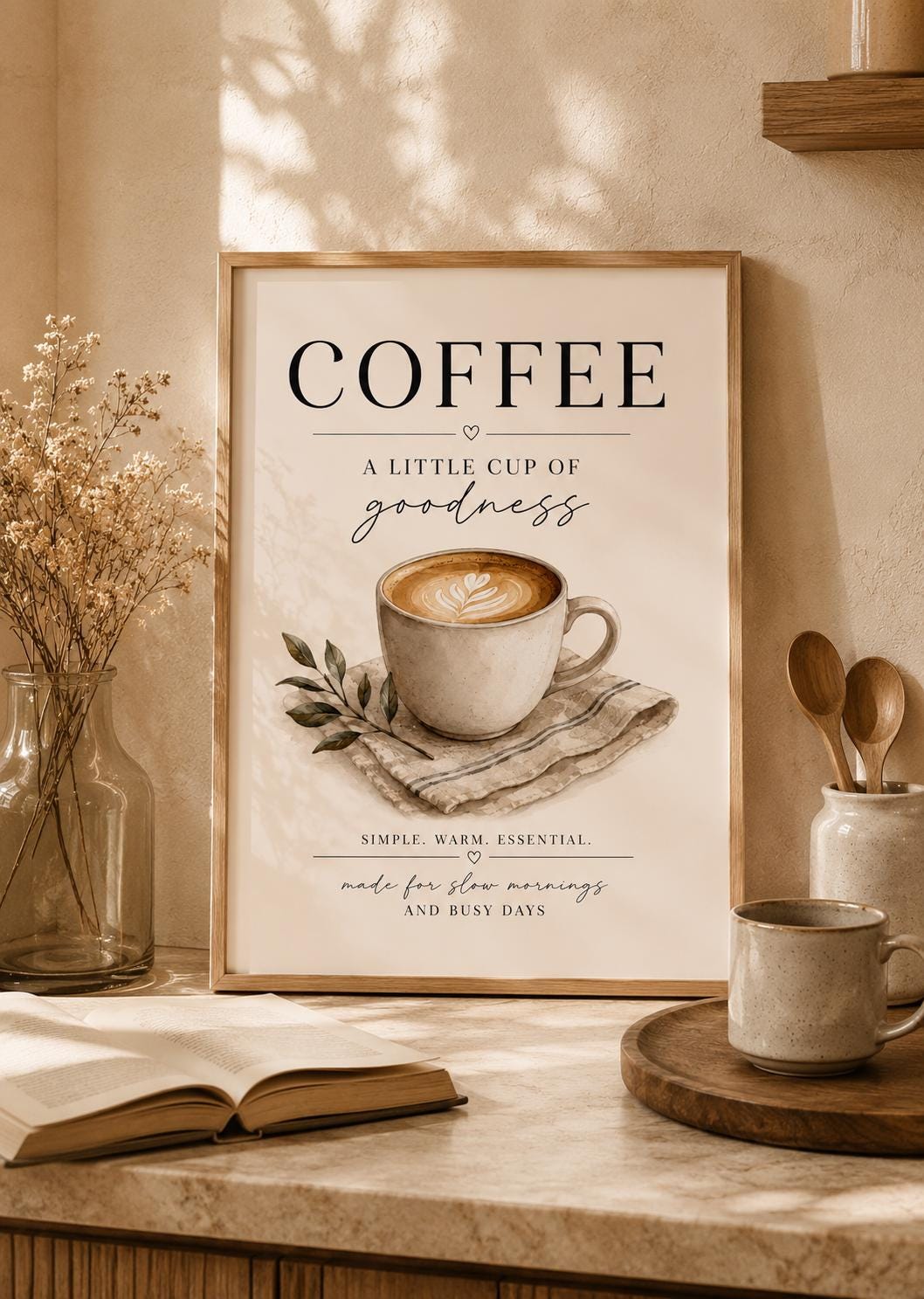 Framed coffee wall art lifestyle mockup 2