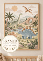 Framed dinosaur nursery print front image