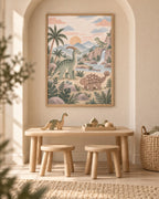 Framed dinosaur nursery print lifestyle mockup 2