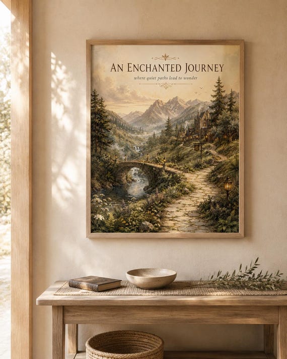 Framed fantasy castle wall art lifestyle mockup
