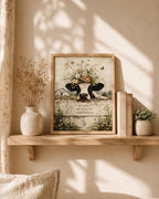 Framed farmhouse cow rustic interior mockup