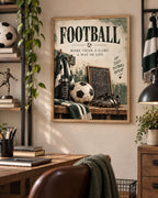 Framed football wall art games room mockup