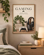 Framed neutral gamer room lifestyle mockup