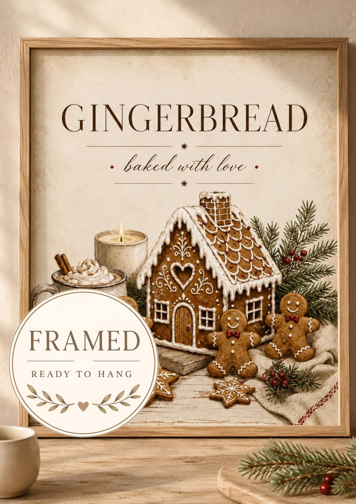 Framed Gingerbread Christmas wall art front image