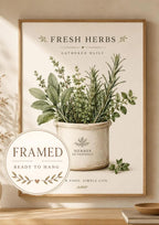 Framed Fresh Herbs kitchen print — ready to hang