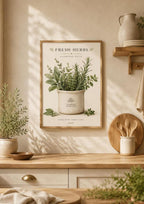 Framed Fresh Herbs kitchen print lifestyle mockup 1