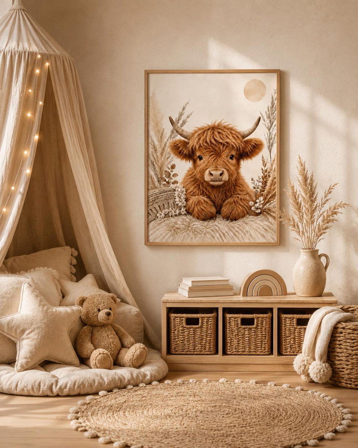 Framed Highland Cow nursery lifestyle mockup