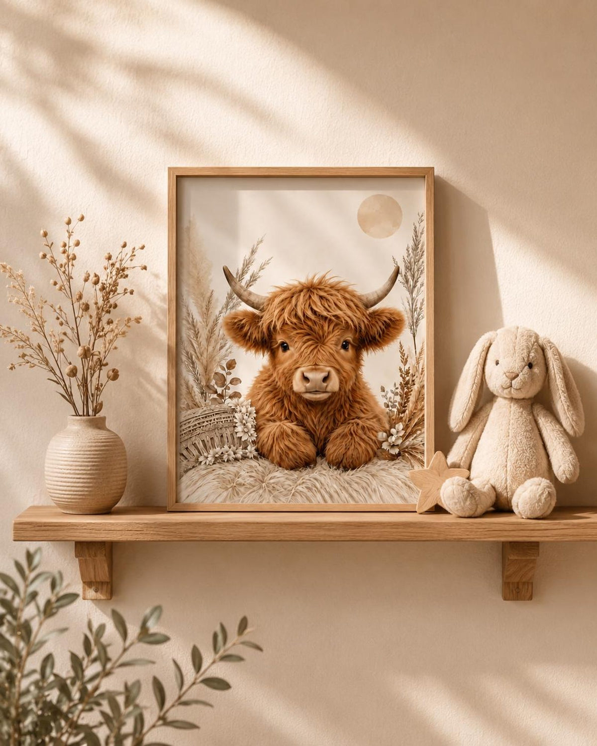 Framed Highland Cow kids bedroom wall art mockup