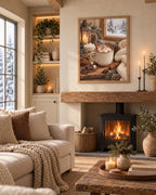 Framed Hot Chocolate cosy seasonal interior mockup