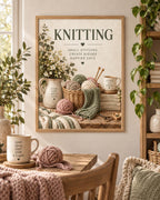 Framed Knitting craft room lifestyle mockup
