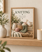 Framed Knitting wall art sage green interior mockup