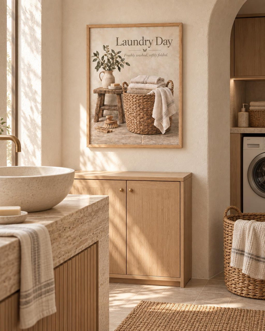 Framed laundry room print lifestyle mockup