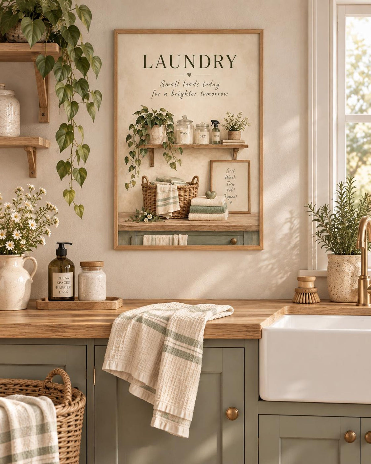 Framed Laundry Room botanical utility lifestyle mockup