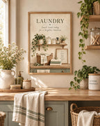 Framed Laundry Room wash jars and folded towels mockup
