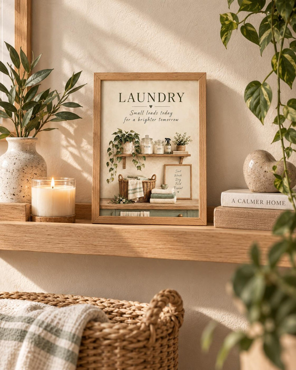 Framed Laundry Room utility wall art cosy home mockup
