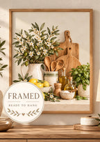 Framed ready-to-hang lemon and herb kitchen artwork front image