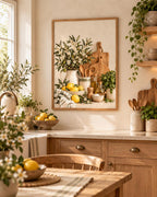 Framed ready-to-hang lemon and herb kitchen artwork lifestyle 3