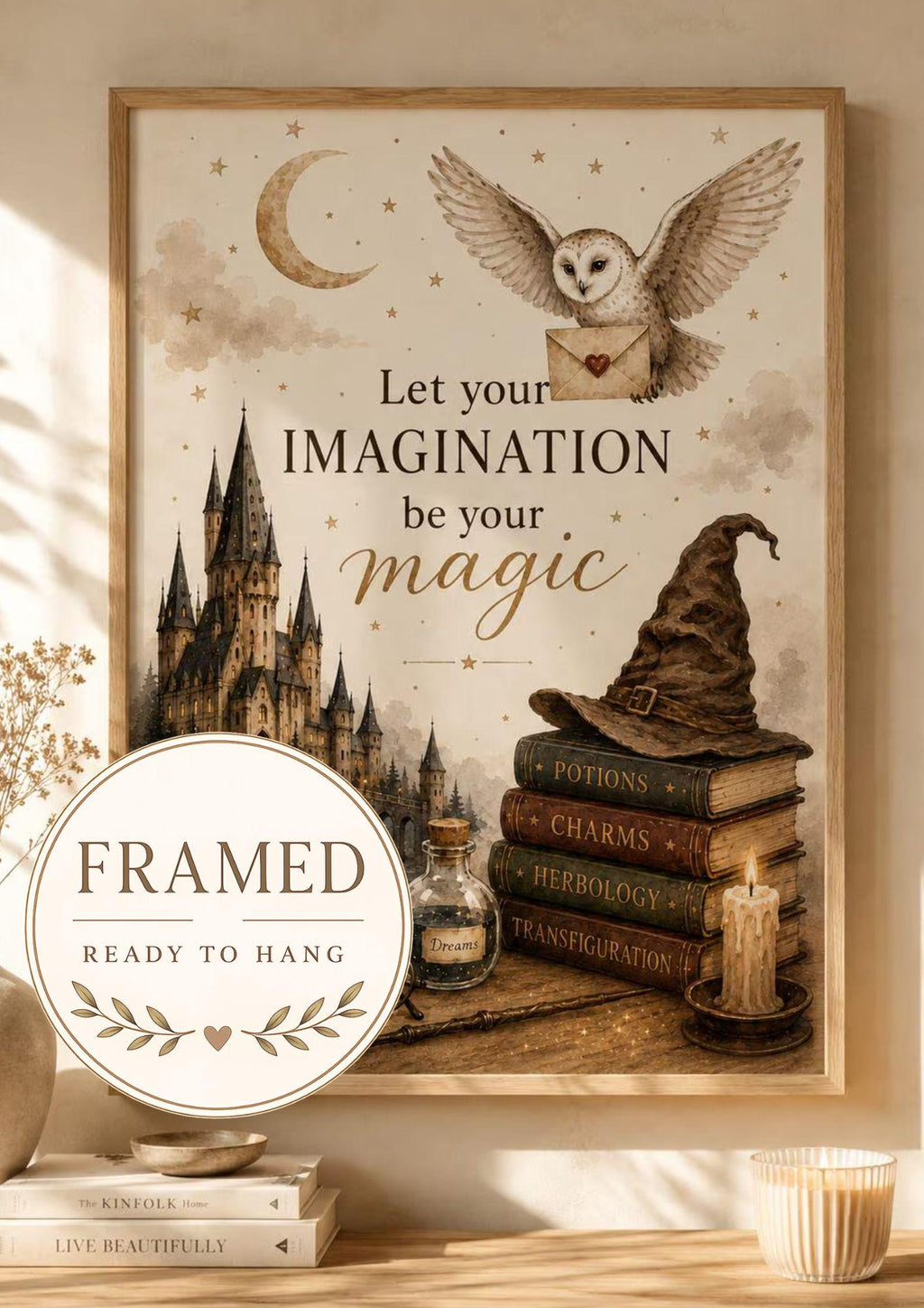 Framed wizard nursery wall art front image