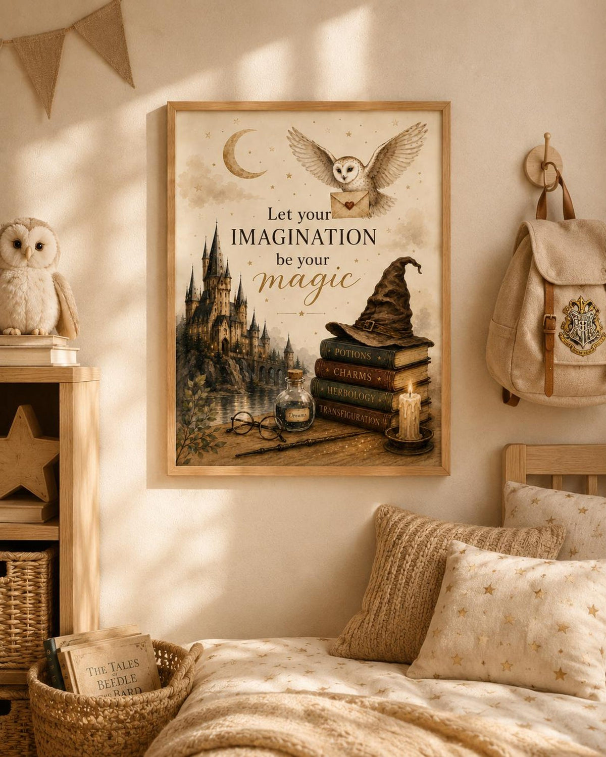 Framed magic nursery reading nook mockup