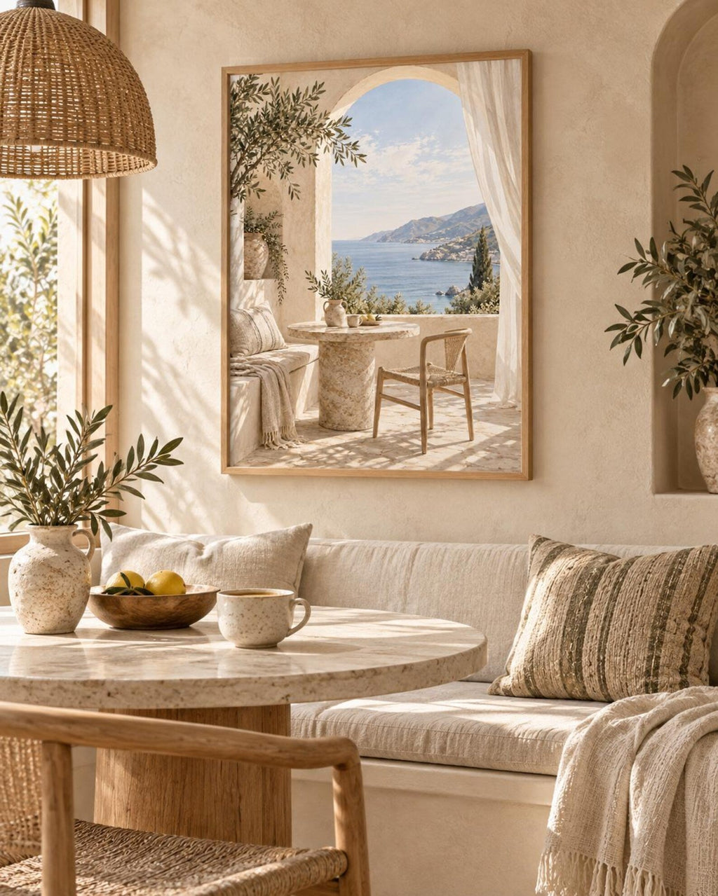 Framed Mediterranean coastal print 2