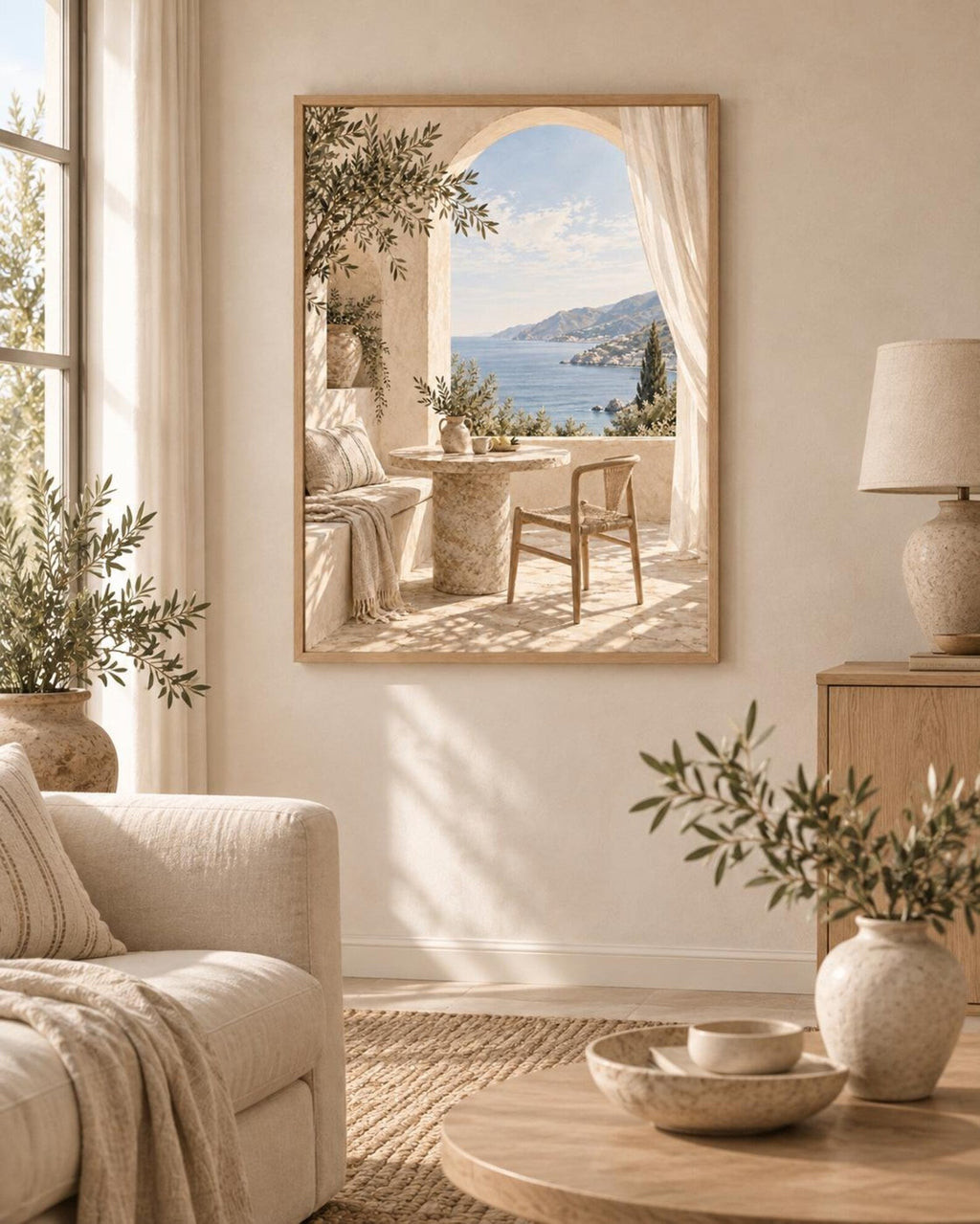 Framed Mediterranean coastal print 3
