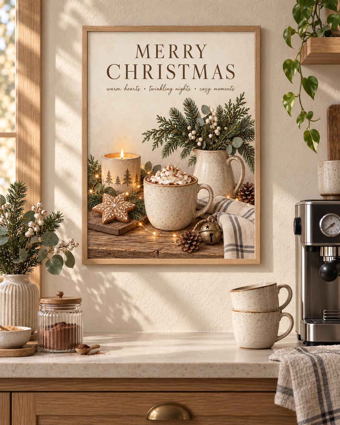 Framed Merry Christmas wall art lifestyle mockup