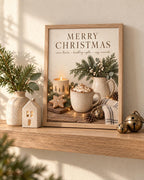 Framed Christmas kitchen print room mockup