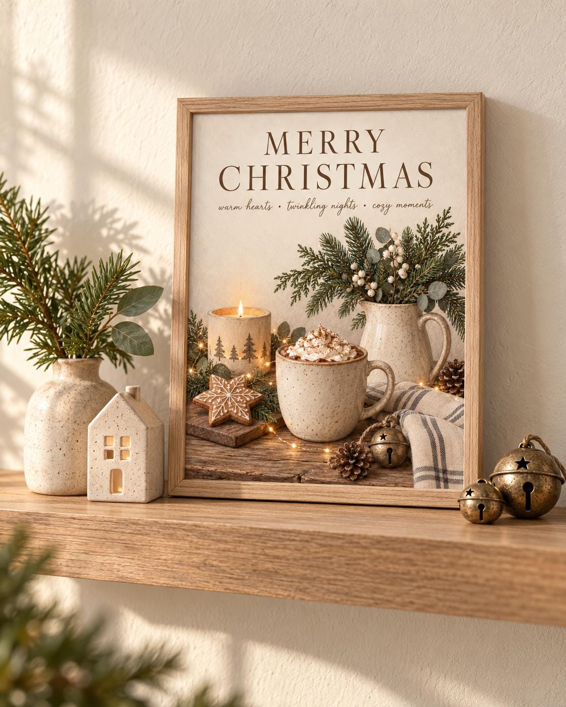 Framed Christmas kitchen print room mockup
