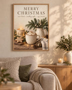 Framed Merry Christmas coffee bar print lifestyle mockup